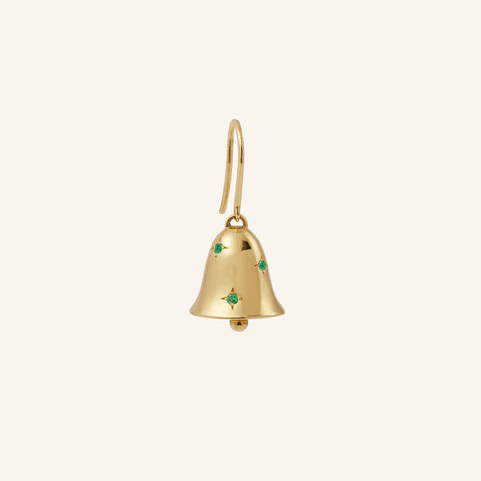 Pendant d’oreille Clochette, or jaune et tsavorites