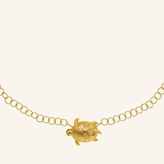 Collier Donatello, or jaune, diamants et tsavorites - View 2