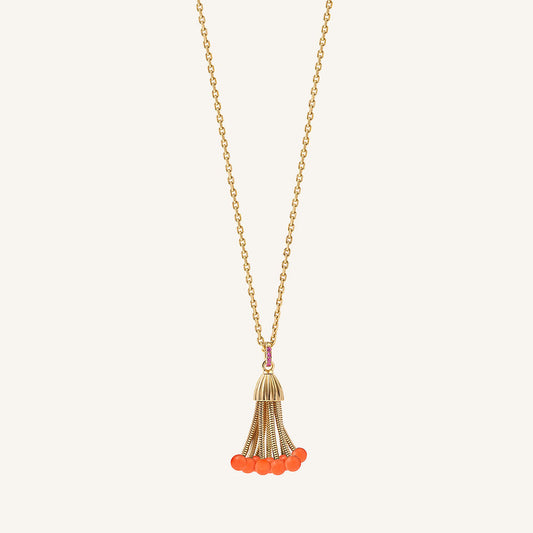 Pendentif Polpo, or jaune, perles de corail et saphirs roses - View 2