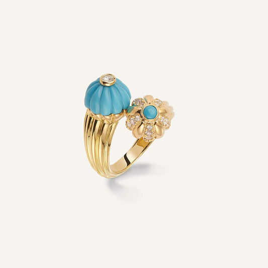 Bague Double Gelato, or jaune, turquoise et diamants - View 2
