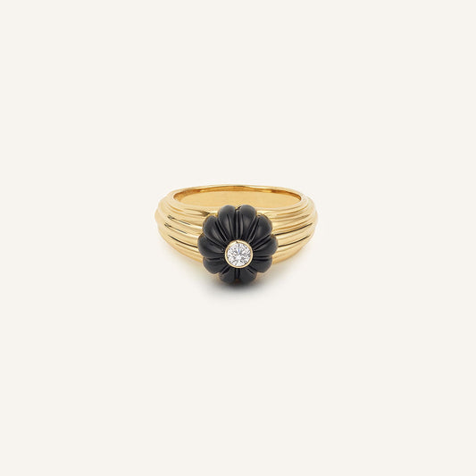 Bague/chevalière Gelato, or jaune, onyx et diamant - View 2