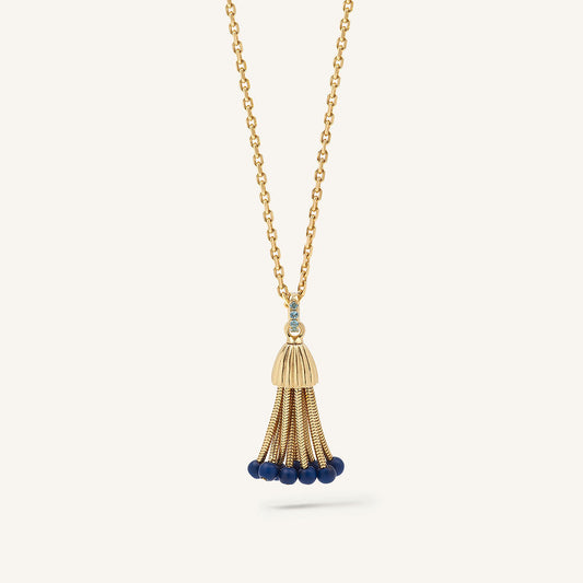 Pendentif Polpo, or jaune, perles de lapis-lazuli et saphirs