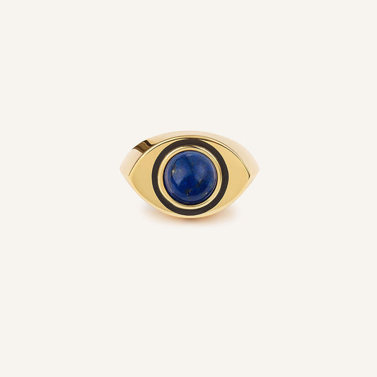 Bague Oudjat Uma, or jaune 18 carats et perle de Lapis-lazuli