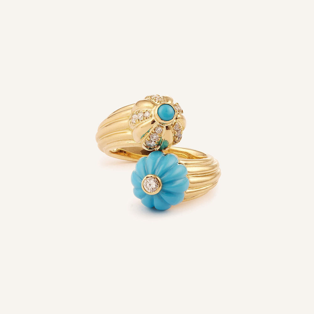 Bague Double Gelato, or jaune, turquoise et diamants - View 3