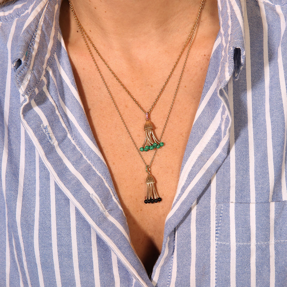 Pendentif Polpo, or jaune, perles d’onyx et tsavorites - View 2