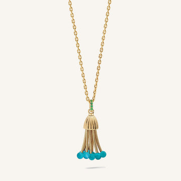 Polpo pendant, yellow gold, turquoise and tsavorite pearl