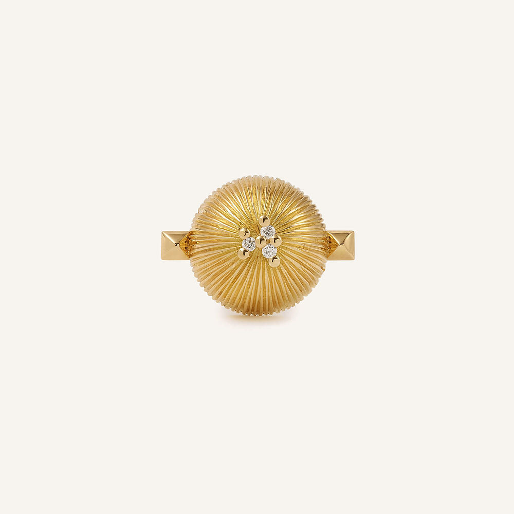 Bague Duomo, or jaune et diamants - View 2