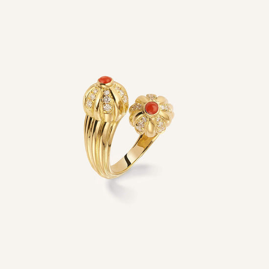 Bague Double Gelato, or jaune, corail et diamants - View 2
