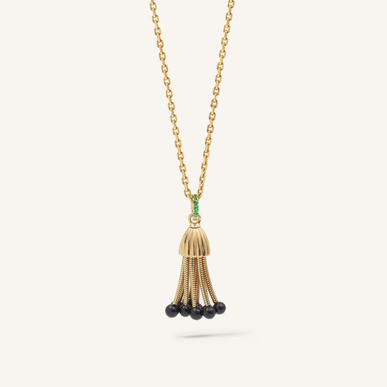 Pendentif Polpo, or jaune, perles d’onyx et tsavorites