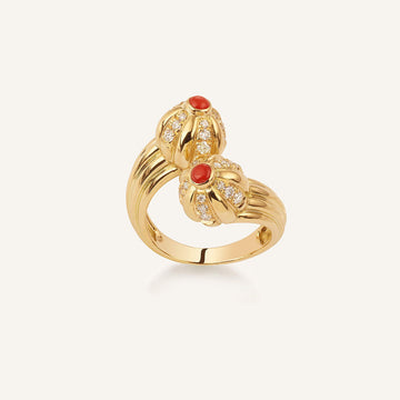 Bague Double Gelato, or jaune, corail et diamants