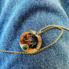 Médaille Angelo, or jaune, cabochon de couleur