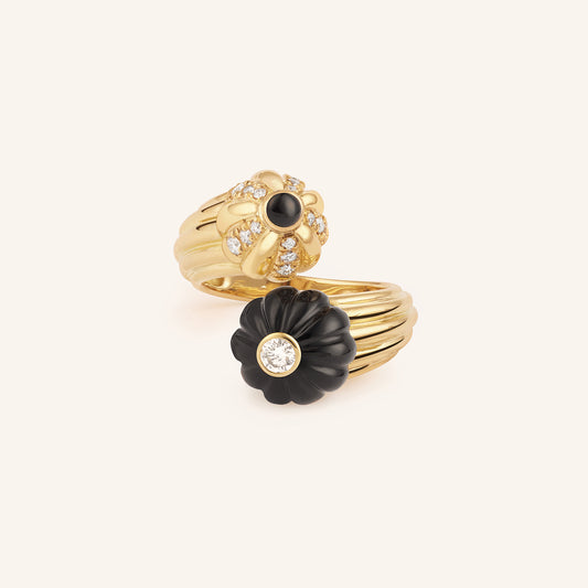 Bague Double Gelato, or jaune, onyx et diamants