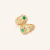 Double Gelato ring, yellow gold, emeralds and diamonds