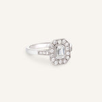 Bague art déco sur mesure en or blanc 18 carats - Taille 53