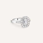 Bague art déco sur mesure en or blanc 18 carats - Taille 53