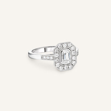 Bespoke Art Deco Ring in 18k White Gold – Size 53