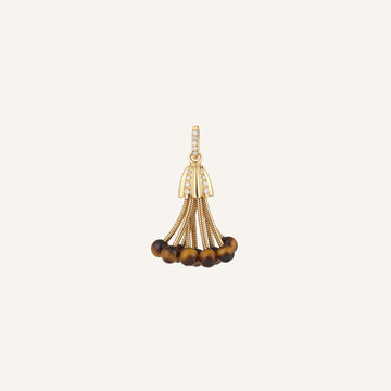 Polpo XL Pendant, yellow gold, tiger’s eye beads and diamonds
