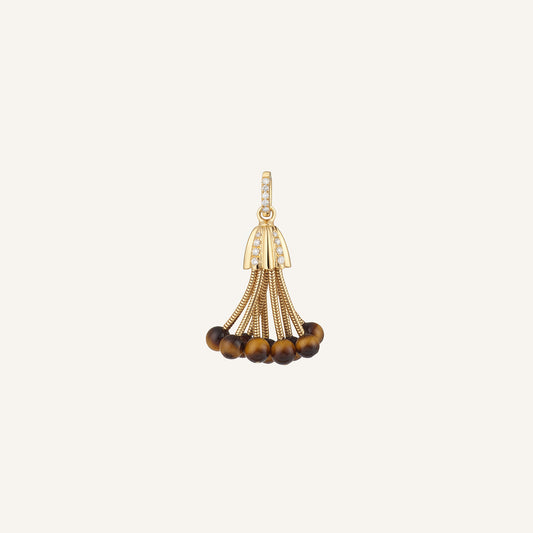 Polpo XL Pendant, yellow gold, tiger’s eye beads and diamonds