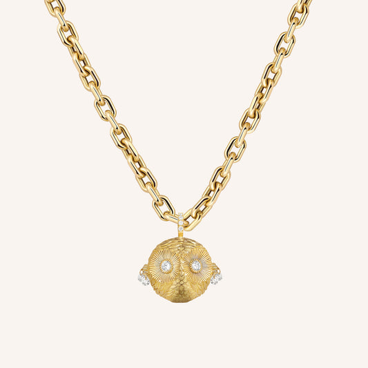 Pendentif Chouette la Chouette XL, or jaune et diamants