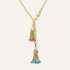 Jaseron chain, yellow gold, antique clasp, Polpo Coral & Polpo Turquoise