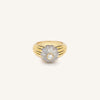 Gelato ring in 18 carats recycled yellow gold, moostone and diamond