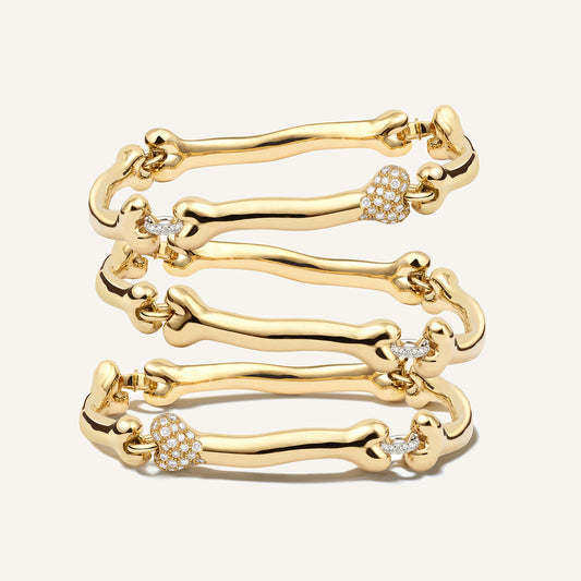 Body & Bones bracelet paved, yellow gold 
