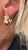 Bones hoop earrings, yellow gold and diamonds