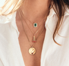 Médaille Angelo, or jaune, cabochon de couleur